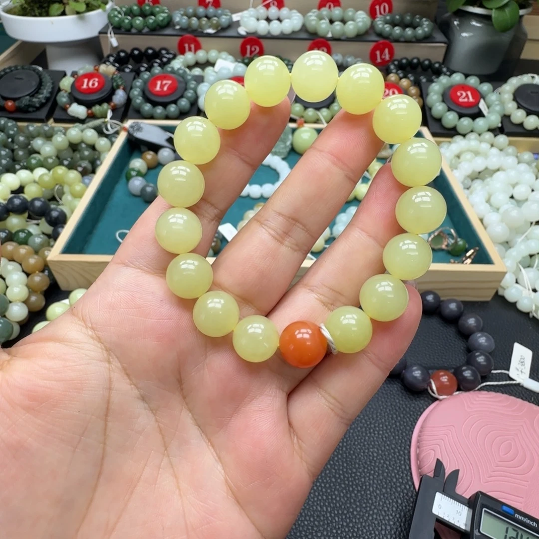 逗***嘟和田玉未镶嵌手链12