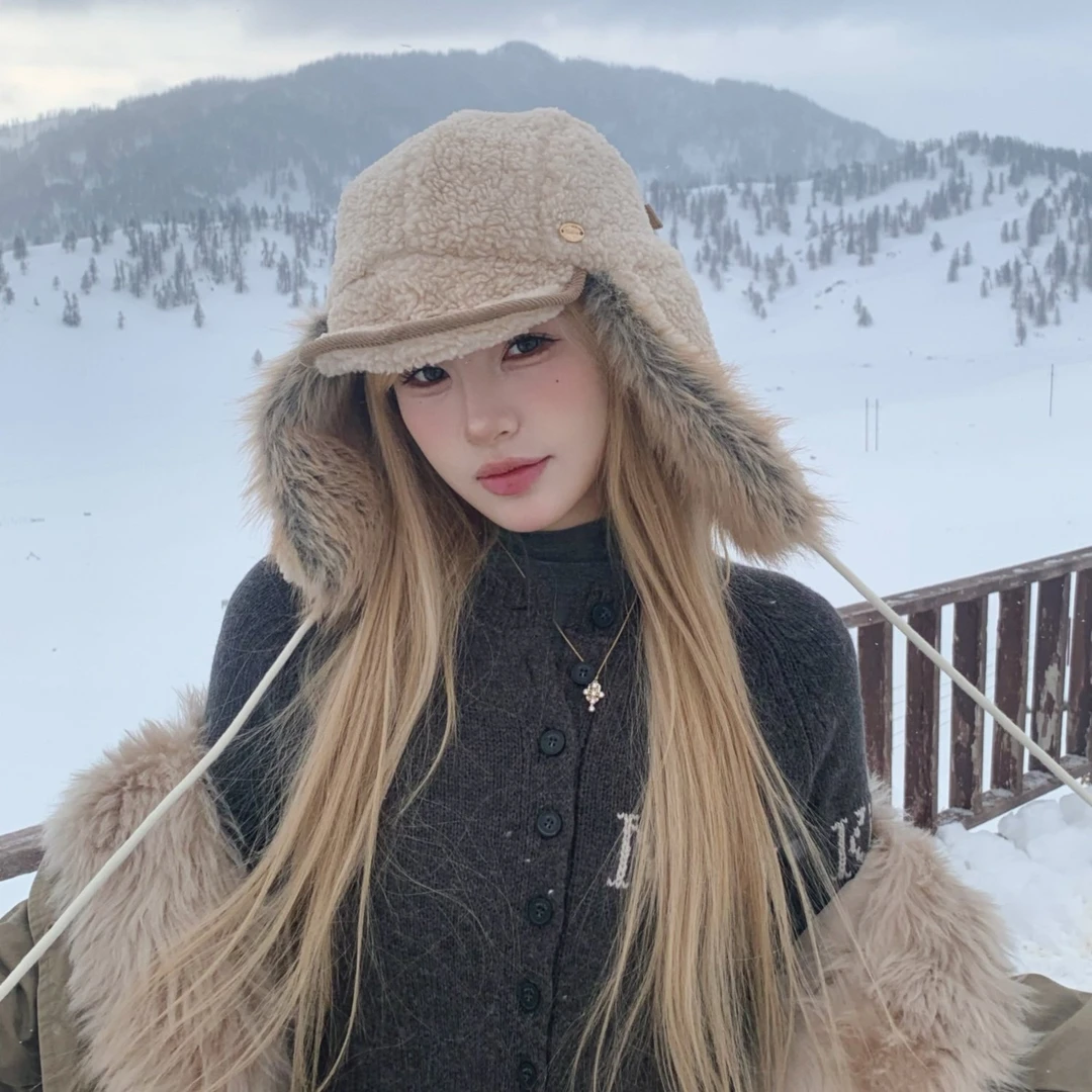 hucares「奶栗绒绒」独家定制！飞行帽冬季帽子雷锋帽护耳帽两种戴法