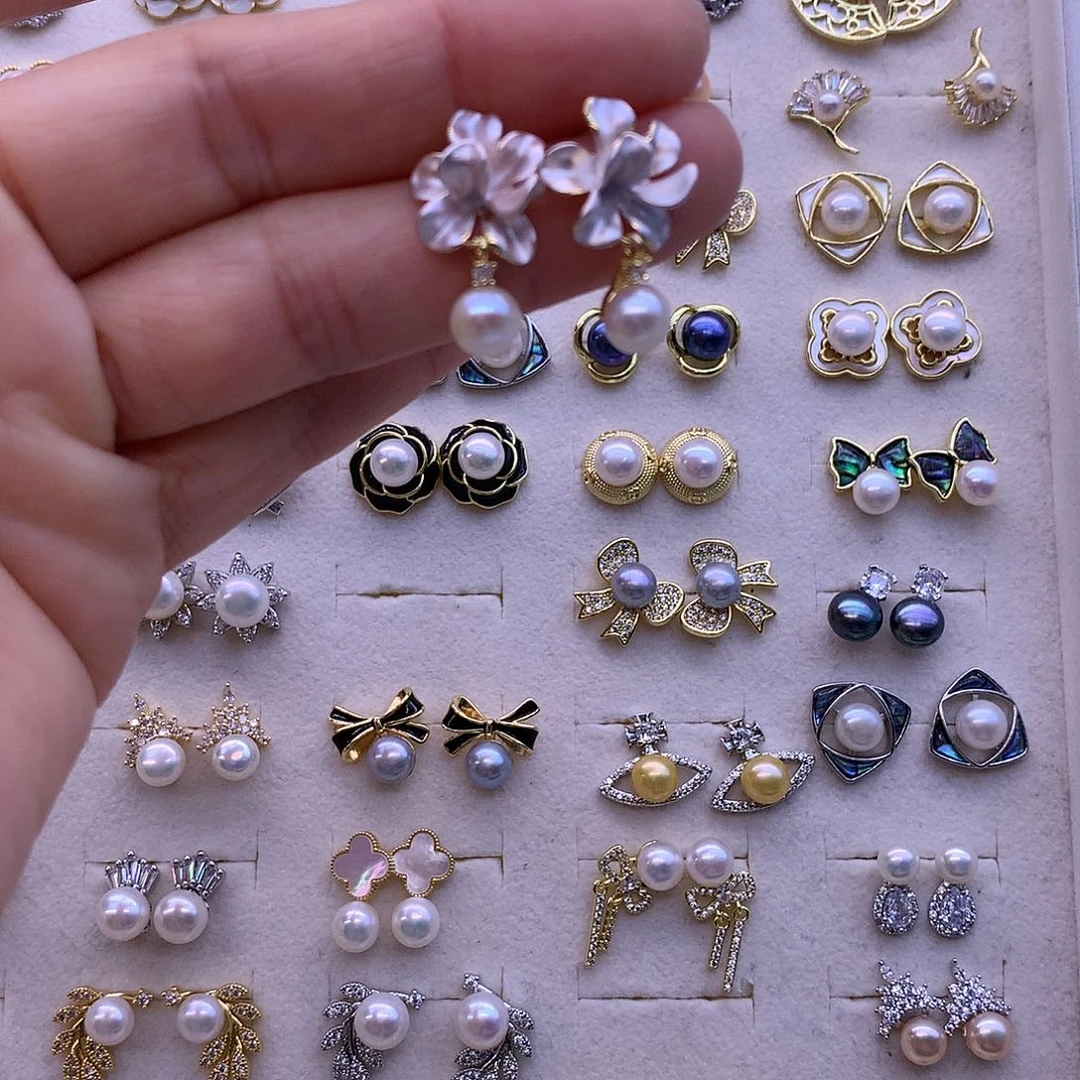 淡水珍珠耳饰合金