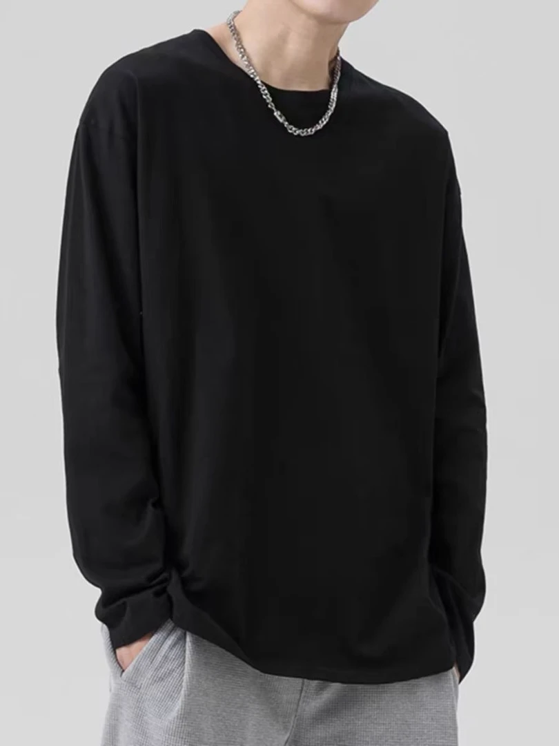 重磅净版100%纯棉长袖T男女同款百搭休闲宽松长袖