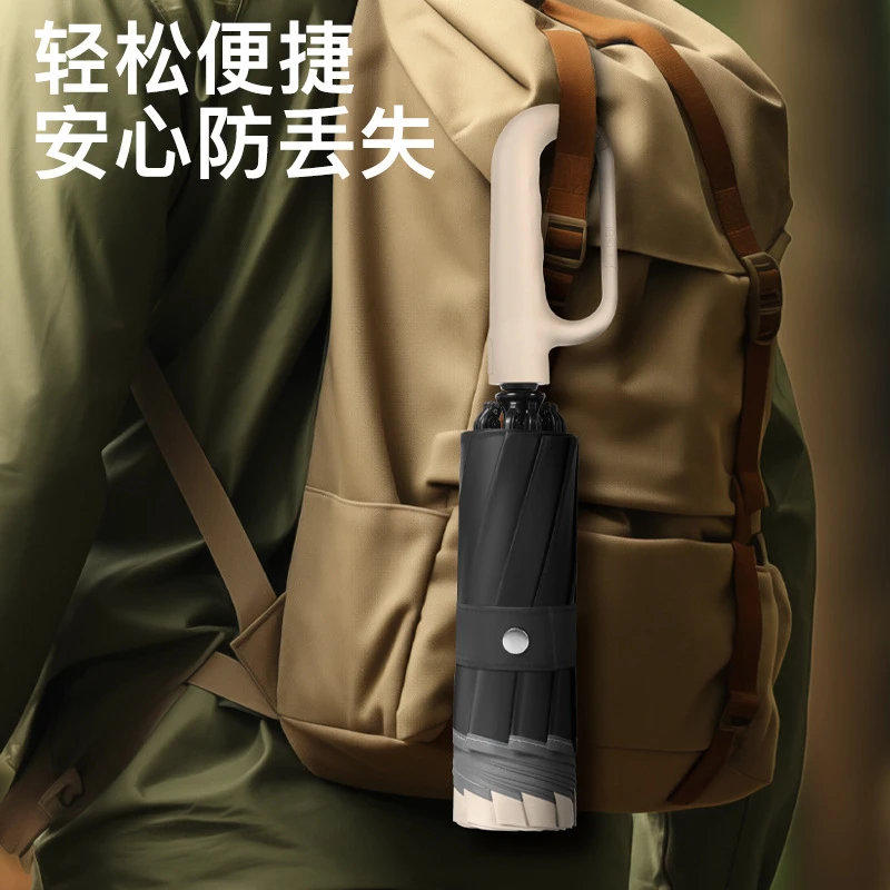 60骨环扣反向伞防晒黑胶雨伞自动折叠伞晴雨两用遮阳伞太阳伞