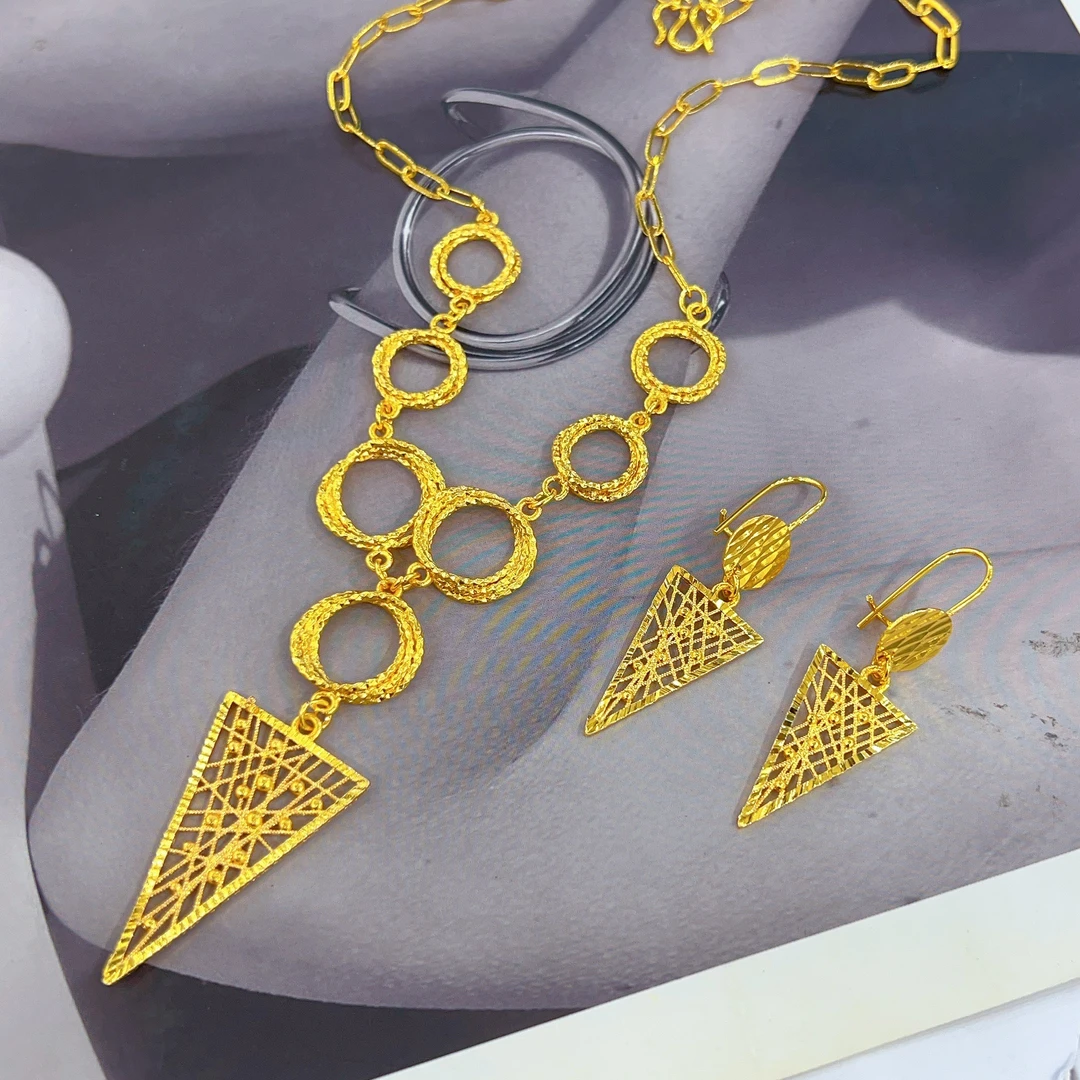 铜合金项链 阿热发新款时尚大方百搭气质好看的两件套 项链 耳环