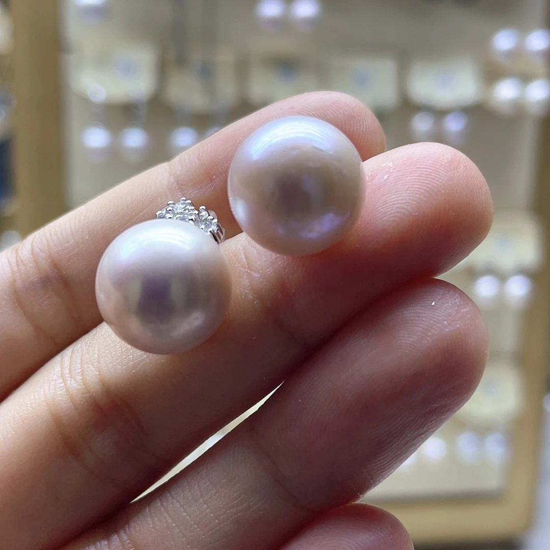 银S925镶嵌淡水珍珠耳饰