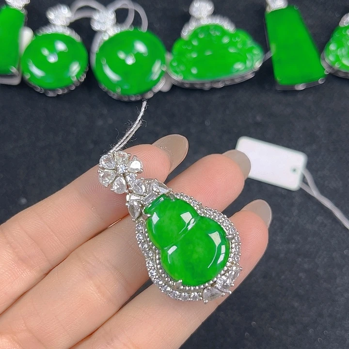翡翠银S925镶嵌吊坠(不含链)