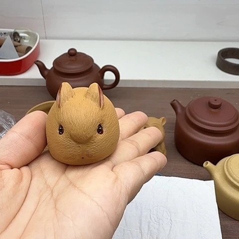 用***6段泥茶案小兔子茶宠