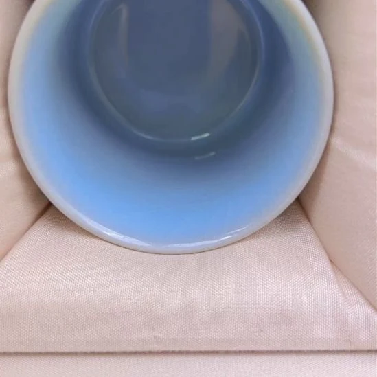 汝瓷天青釉直筒杯可养茶线