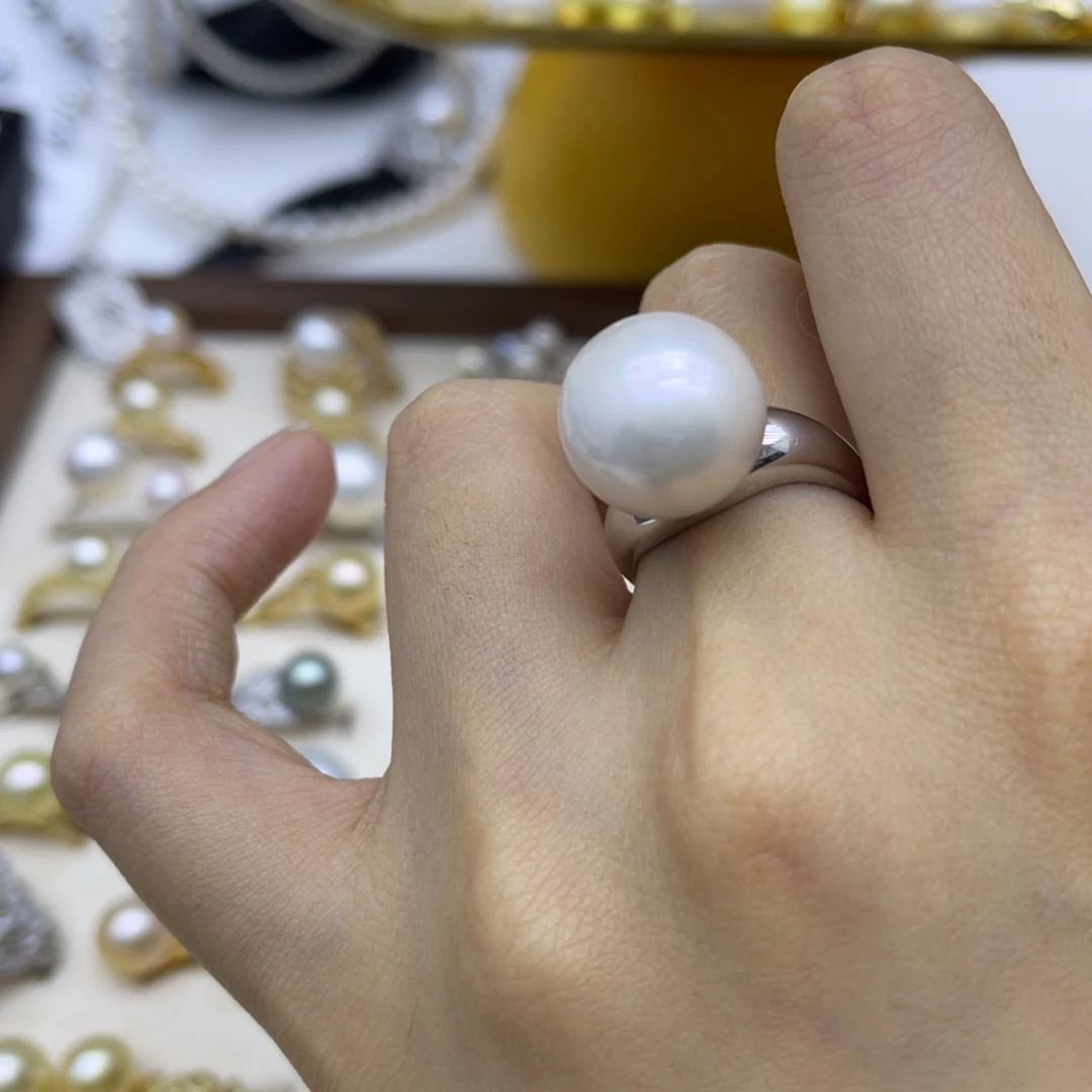 银S925镶嵌戒指淡水珍珠