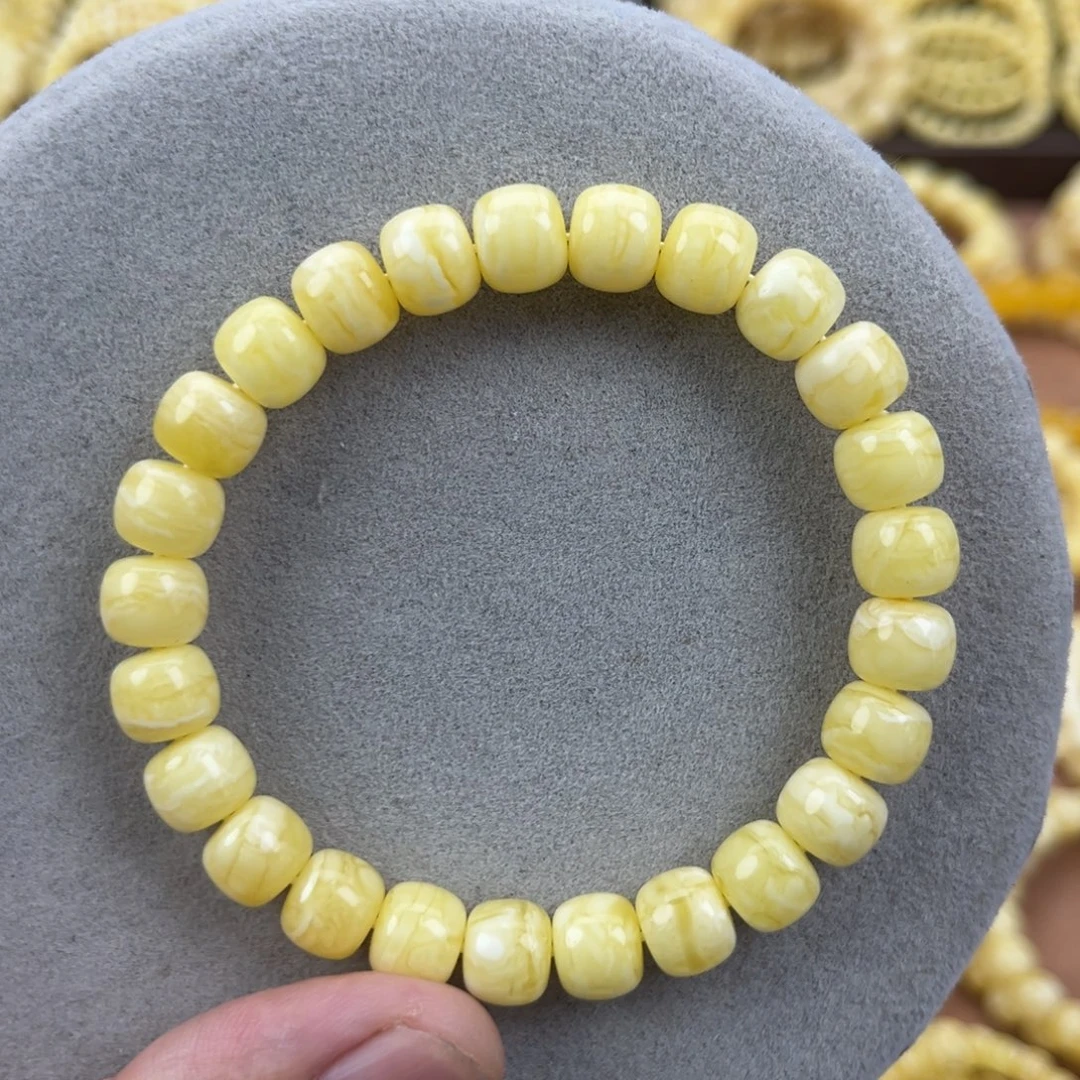 手串蜜蜡未镶嵌纯天然俄料白蜡金丝纹虎皮9.4；腕口17+