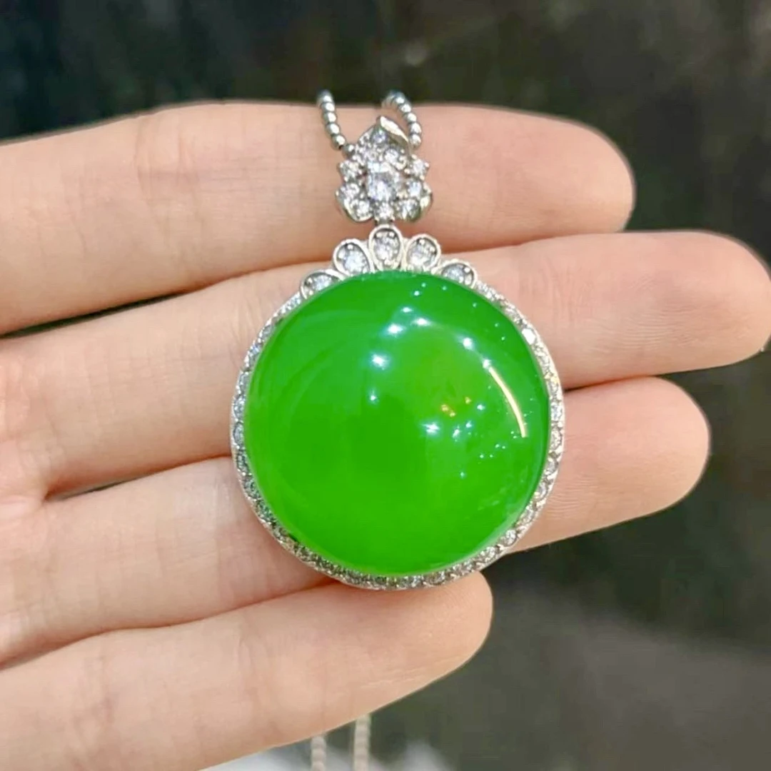 铜合金锆石吊坠 弧面圆牌吊坠