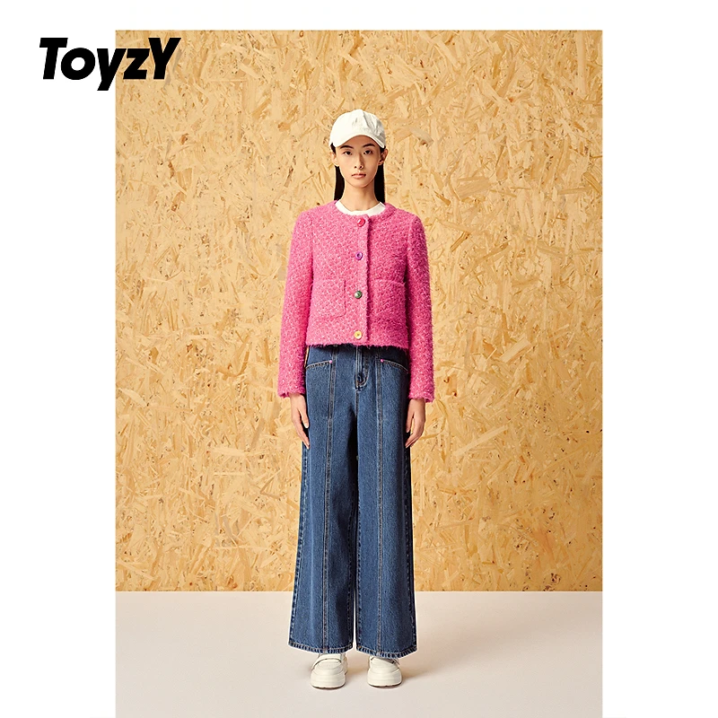 ToyzY24春新款多巴胺彩色果冻扣花纱外套7C54110180