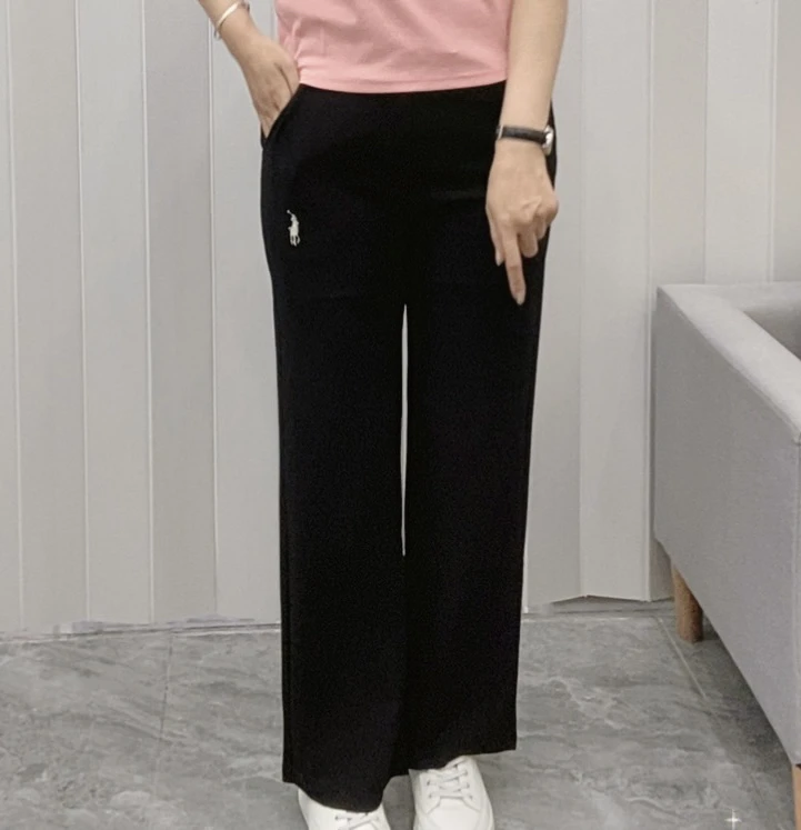 （征禧家）直筒高弹力刺绣显瘦百搭休闲长裤8208黑色