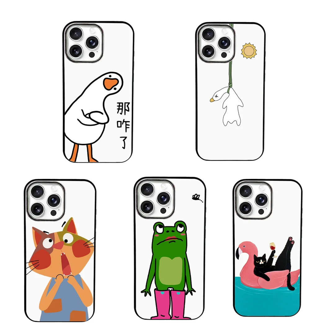 搞怪动物系列透明亚克力手机壳适用于苹果16pro/iphone15可爱