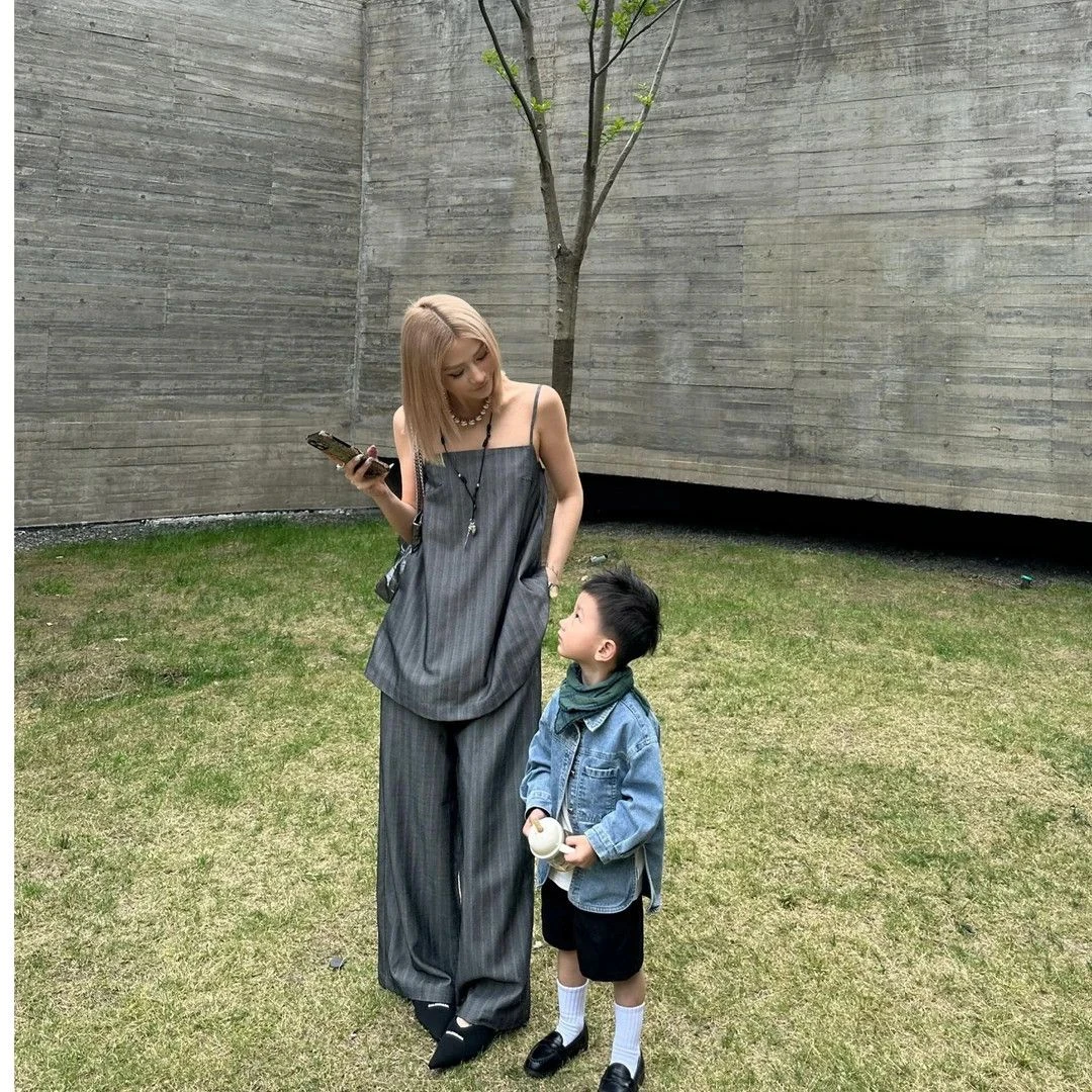 小众通勤衣服女财阀千金女装套装2025高级吊带背心松弛感阔腿裤