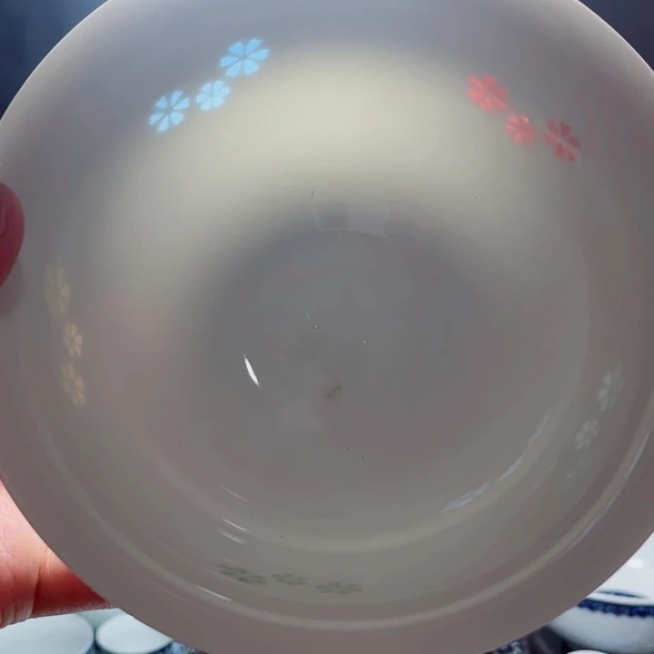 青花玲珑6寸面碗三星花彩玲珑11个Q*L