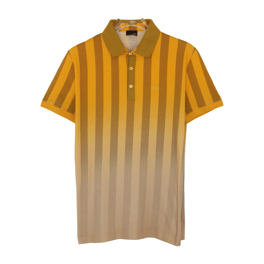 未使用 FENDI/芬迪 男士翻领短袖Polo衫时尚条纹T恤 00143581