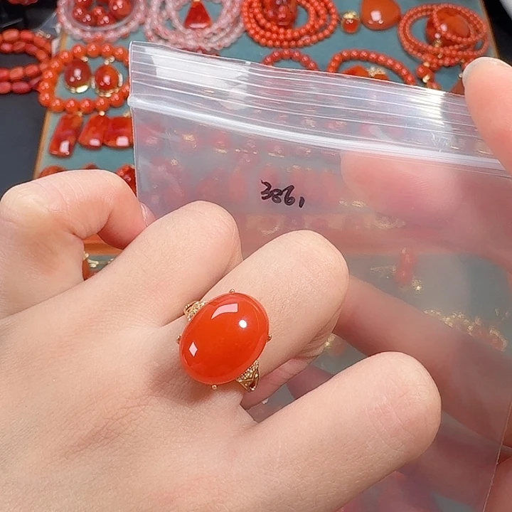 南红玛瑙银S925镶嵌戒指