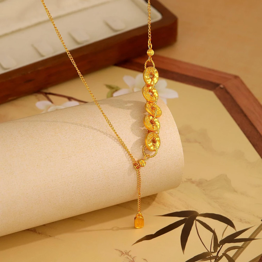 钛钢项链 XA038五帝钱项链高级2025年新款爆款氛围感夏天