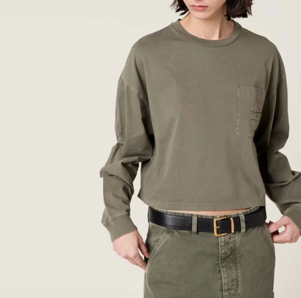 未使用 MIU MIU/缪缪 橄榄绿长袖 S码 02786