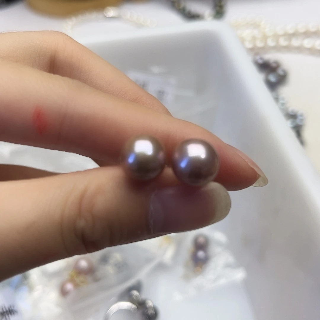 银S925镶嵌淡水珍珠耳饰