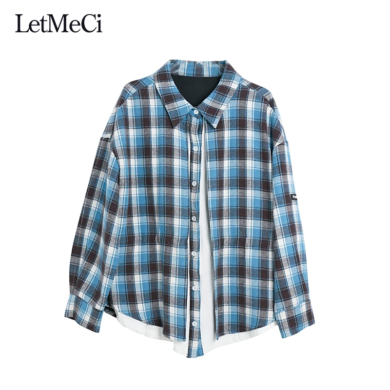 茜茜之恋 格子假两件衬衫