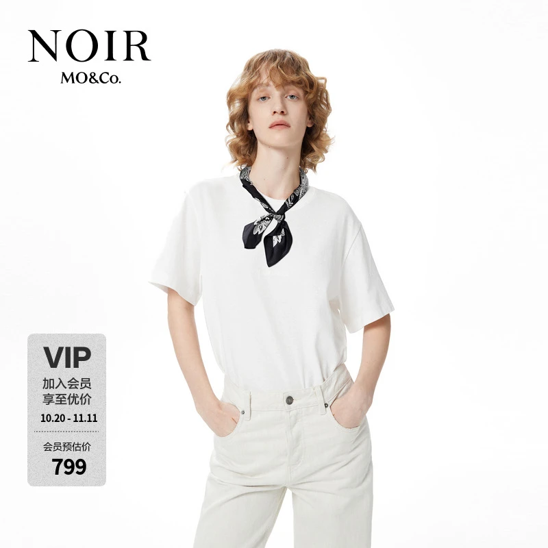 【NOIR系列】MOCO短袖T恤2025春新品丝巾匹马棉MBE1TEE016