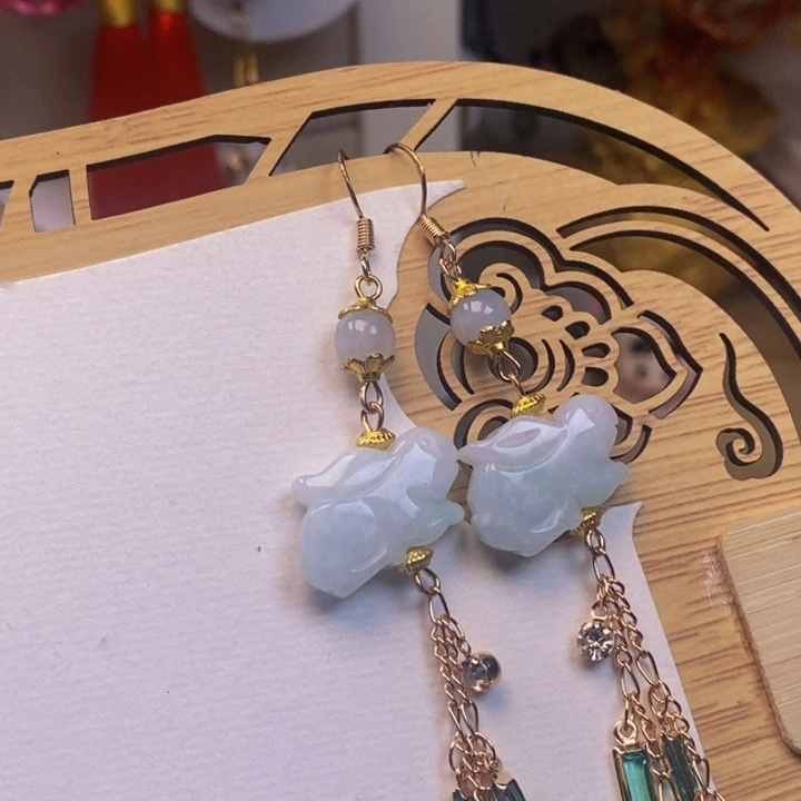 翡翠未镶嵌耳饰天然缅甸翡翠