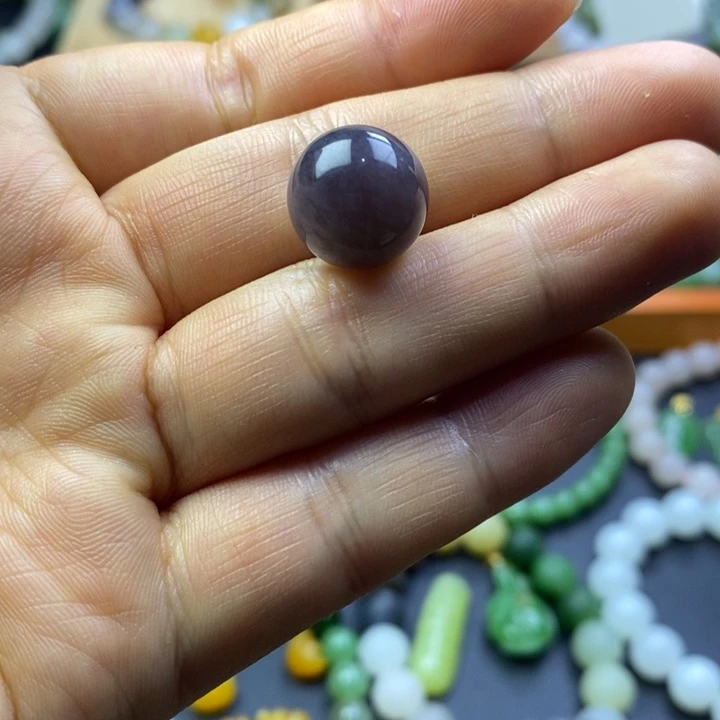 和田玉未镶嵌珠宝半成品浓紫卡14