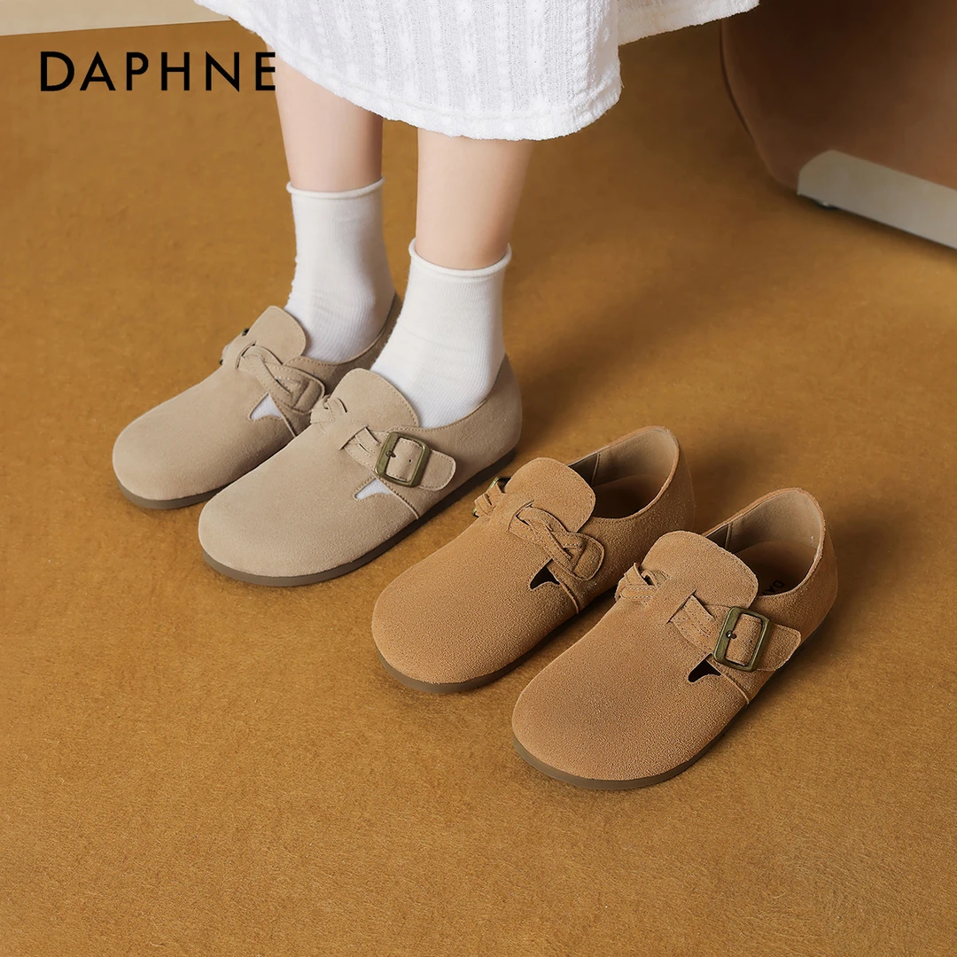 Daphne/达芙妮勃肯鞋女鞋2025春秋时尚百搭一脚蹬懒人鞋平底单鞋