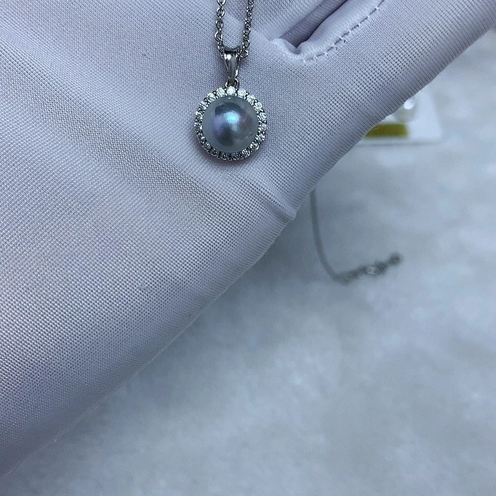 银S925镶嵌吊坠(不含链)海水珍珠8-9