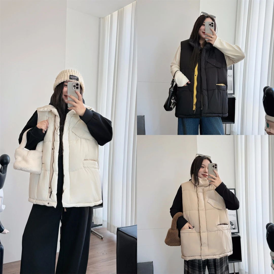 花契"海莉牧场"大码女装秋冬宽松200斤胖mm保暖棉马甲外套2210-H