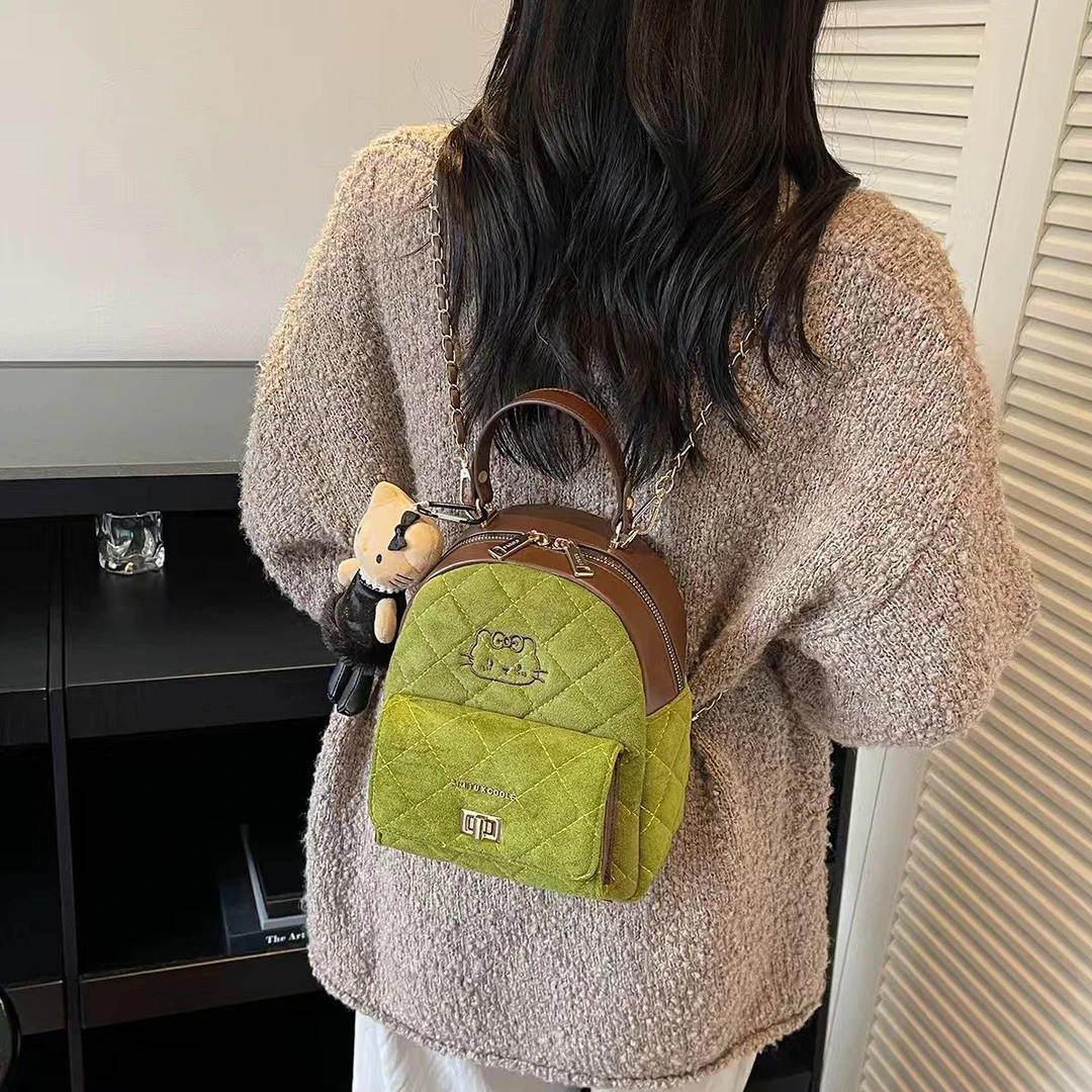 COOLE2025新款流行百搭菱格绣线复古时尚通勤手提双肩包