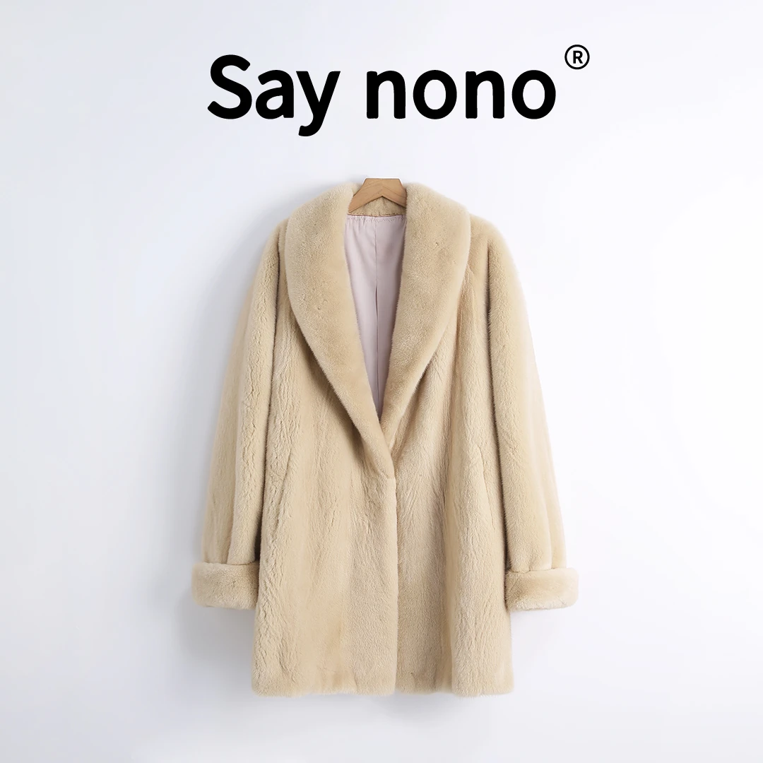 1懒猫nonoSaynono挽袖“艺生之美”＿进口天鹅绒短二水貂外套/XS018