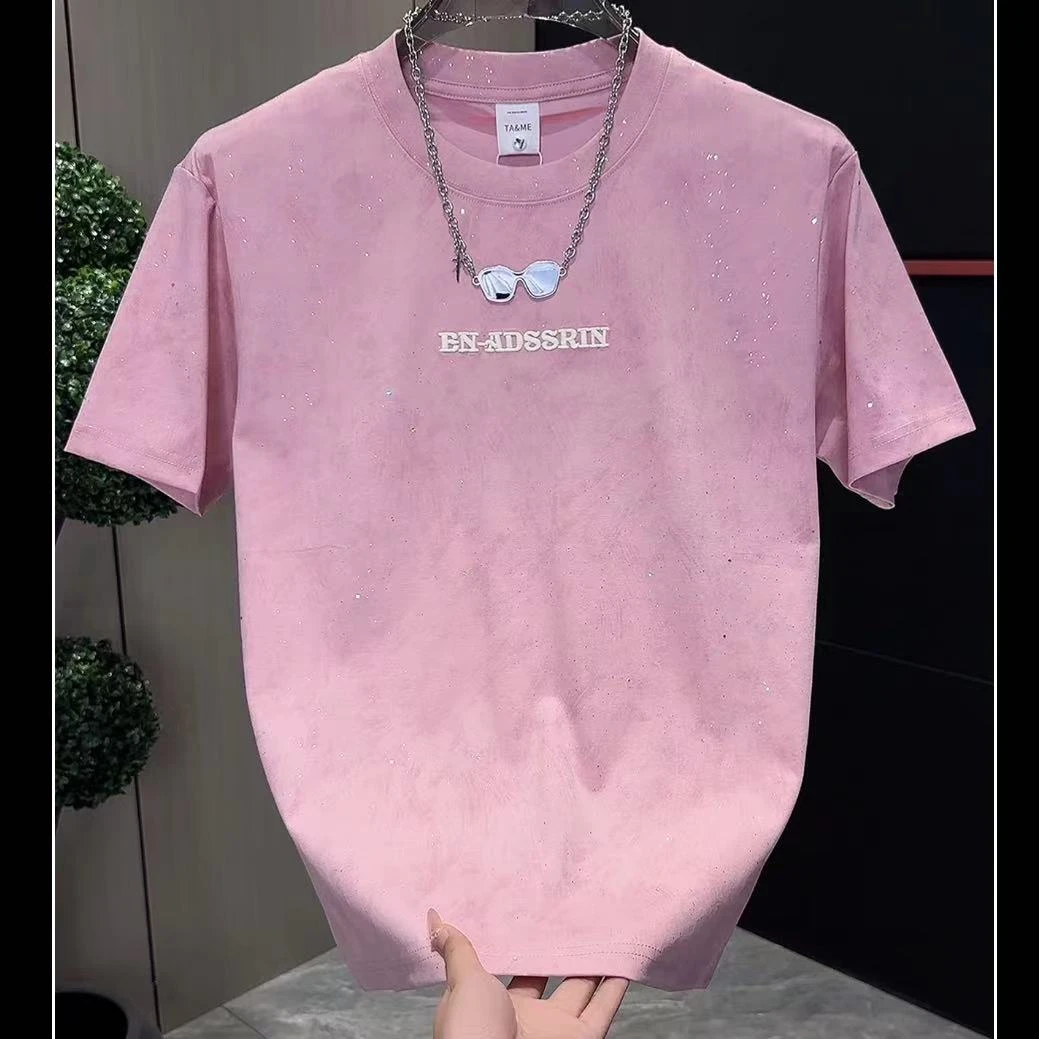 夏季潮牌扎染满天星工艺情侣款短袖6027