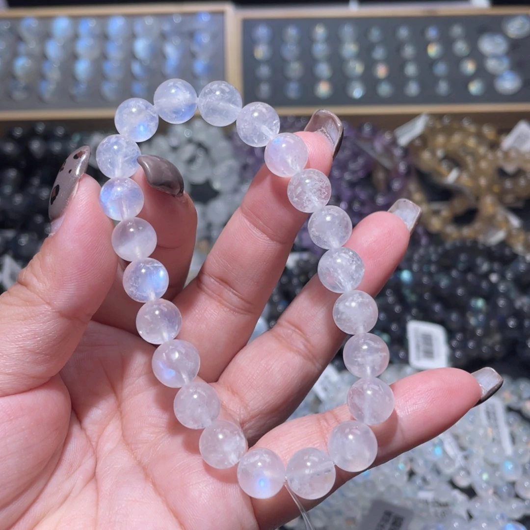未镶嵌长石手链奶油体蓝月光手链9mm捡漏价