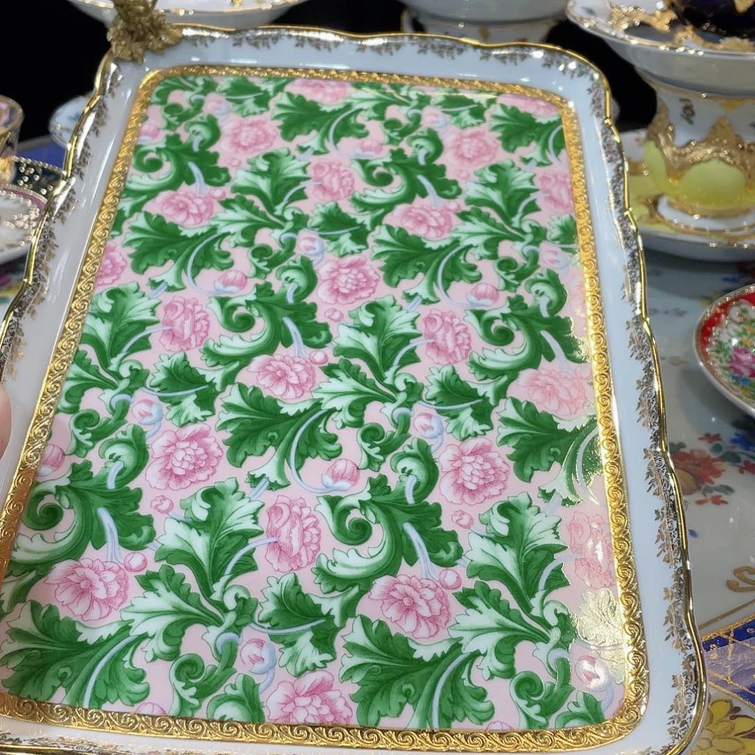 摆件铜配瓷托盘一个