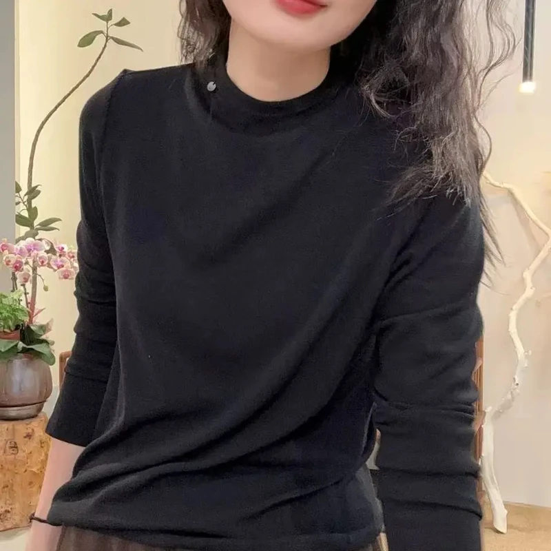 30973-显瘦长袖T恤速干常规款ins纯色修身型有弹力百搭套头