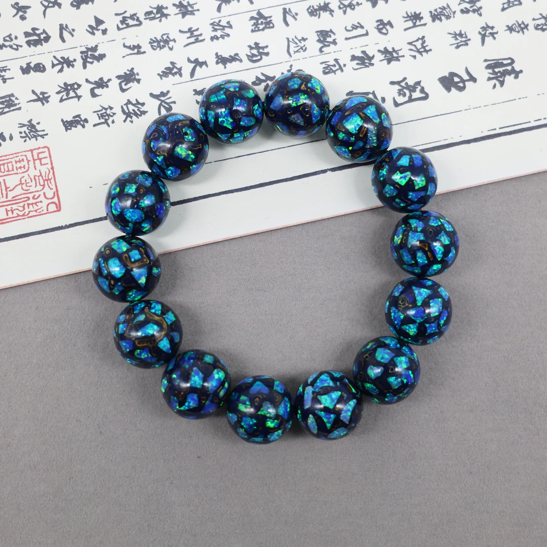 大漆珠手串非遗大漆工艺漆器螺钿手串黑金青花红金送礼精品