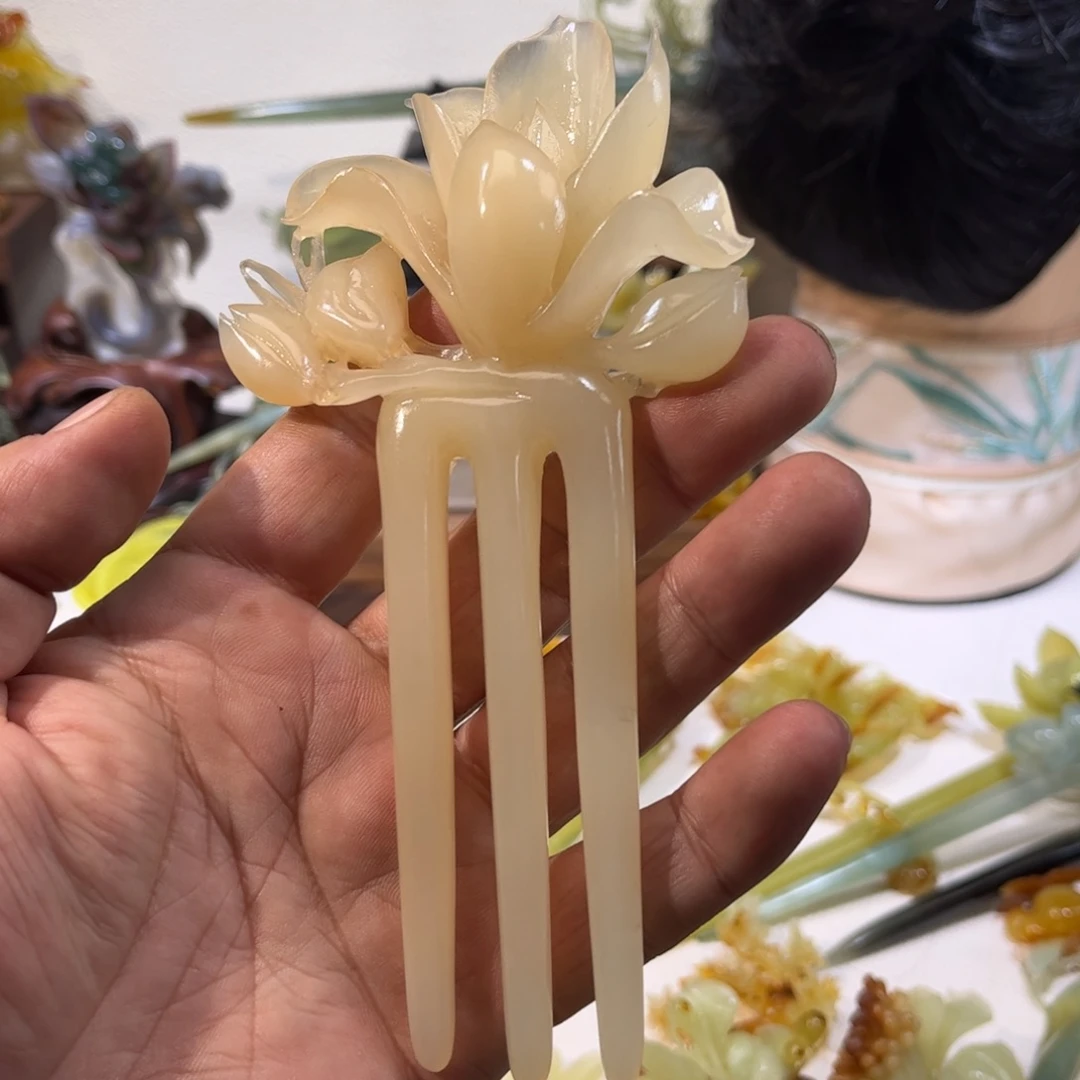 蛇纹石玉发簪合金风*～