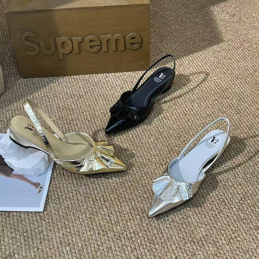 1227【兰花】2025夏季气质百搭尖头裙边凉鞋A【增高5cm】