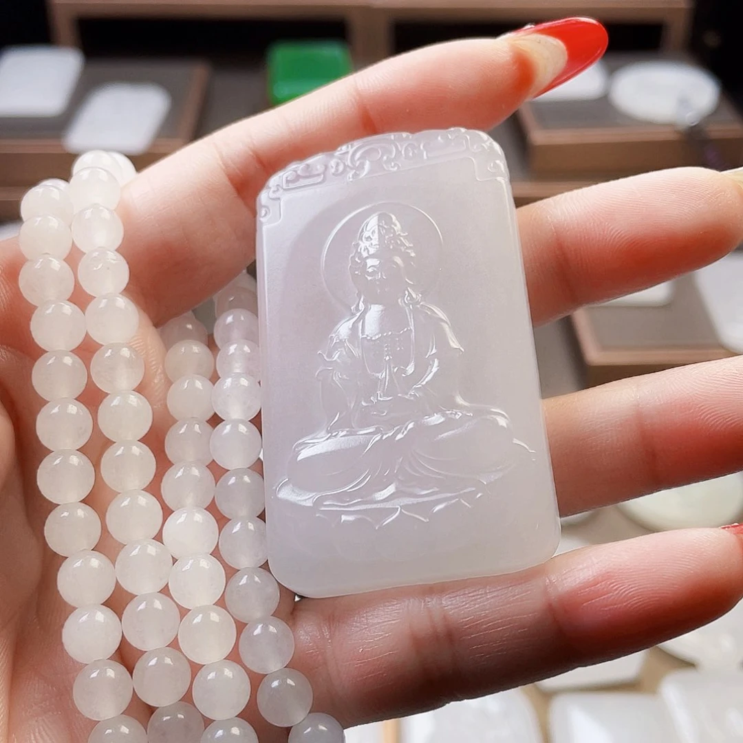 石英质玉（金丝玉）颈饰未镶嵌用***跑新疆金丝玉双面雕工