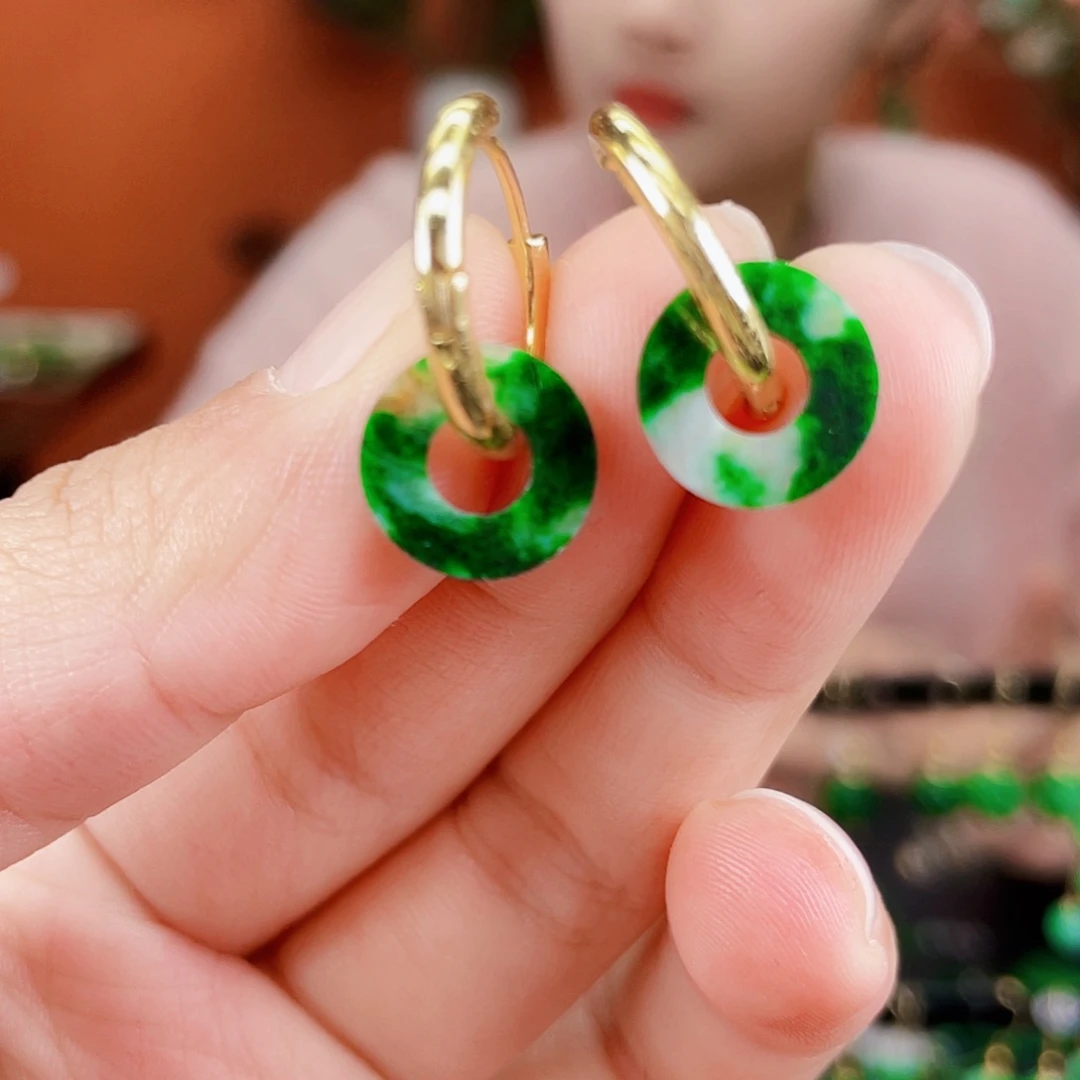 翡翠未镶嵌耳饰饰品