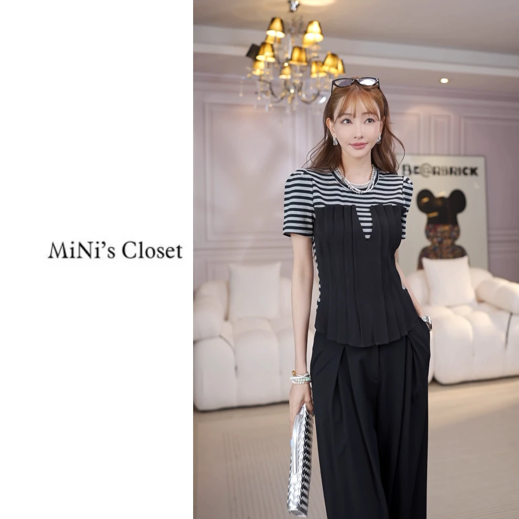 【MiNi推荐】网红韩版时尚修身拼接打底衫女设计感假两件T恤JE1007