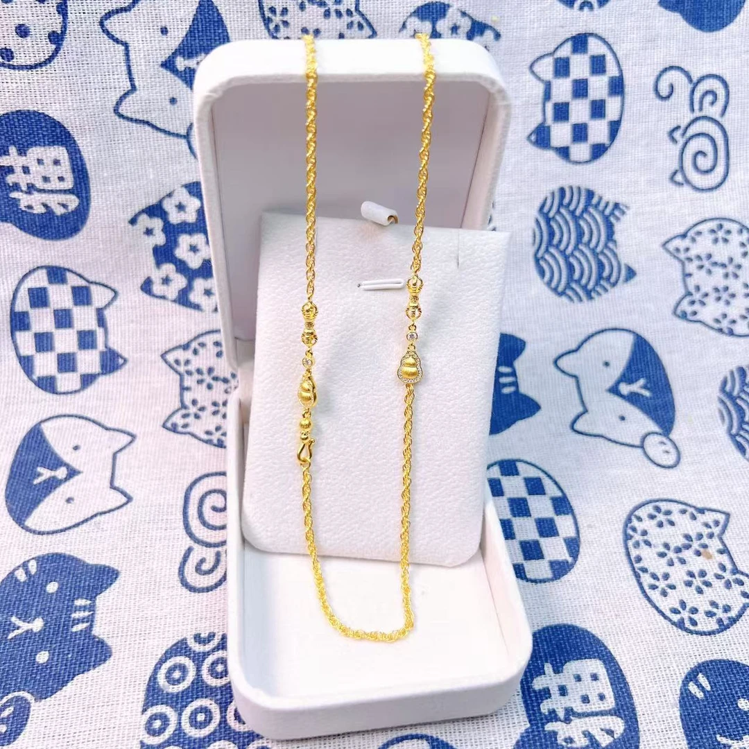金御缘0工费古法足金999葫芦单扣万能项链轻奢时尚百搭简约精致