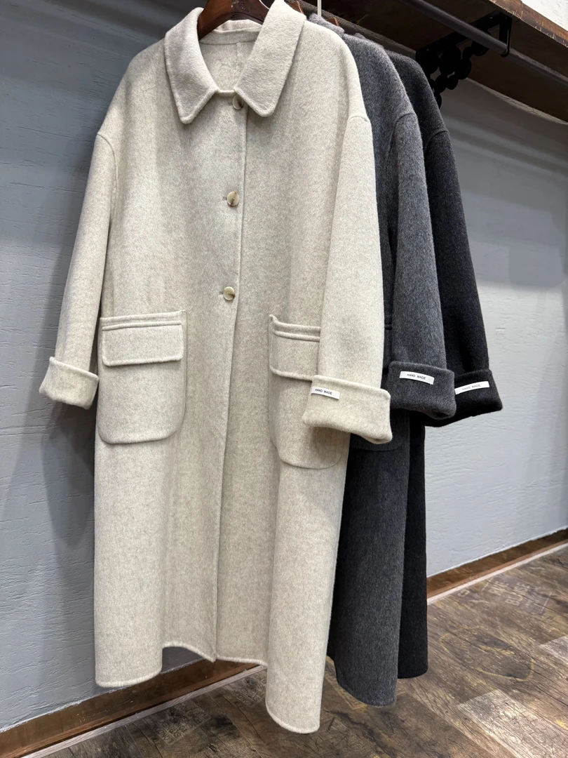 JF9861-1女秋冬长款立领毛呢外套大衣呢大衣百搭外套女士大衣