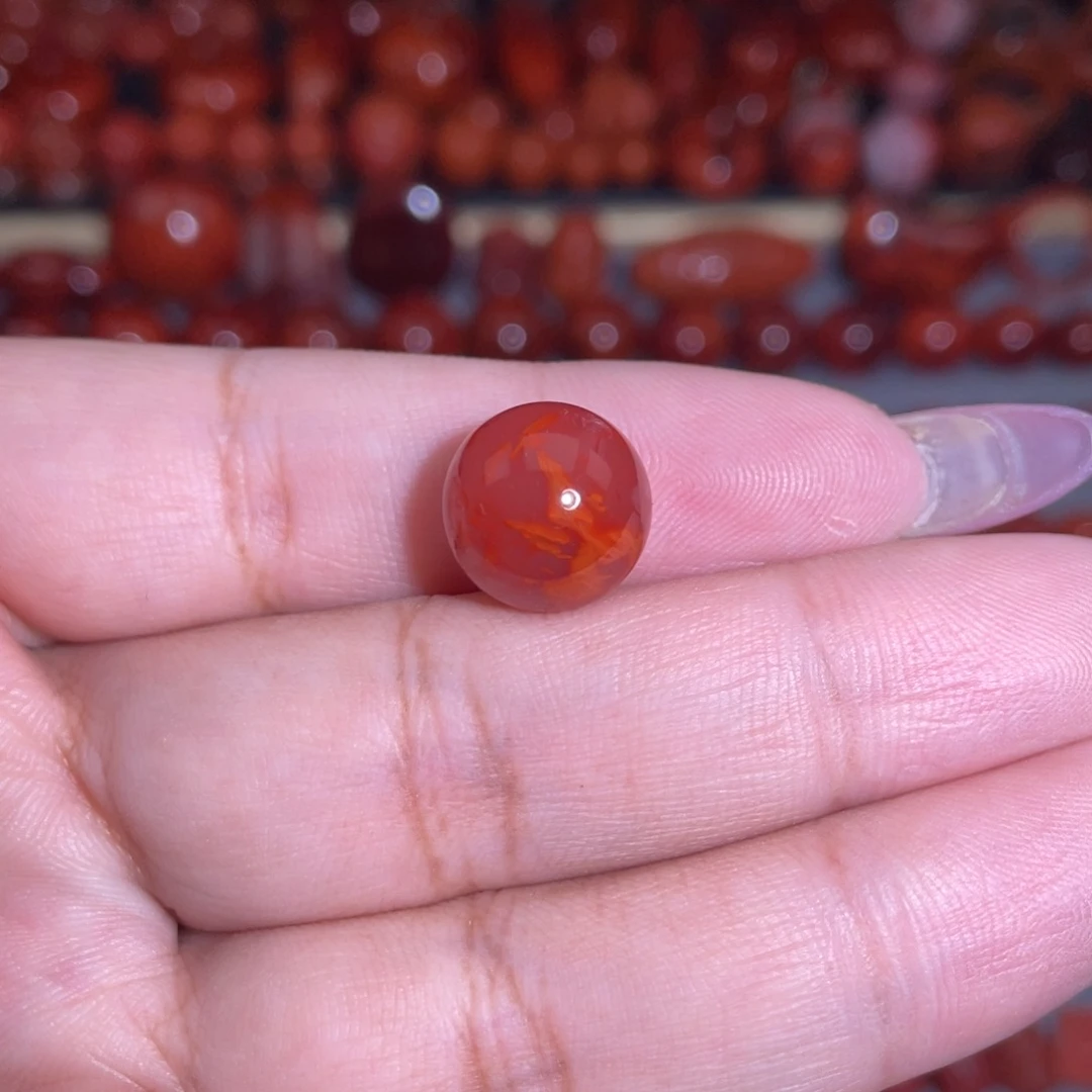 南红玛瑙未镶嵌瓦西圆珠卡12+