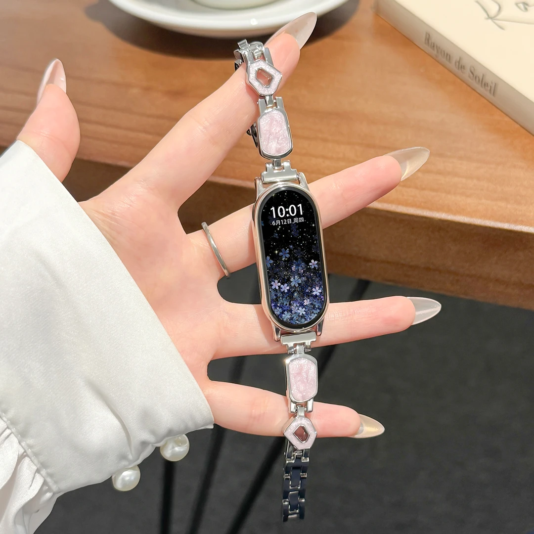 UhADa适用小米手环10表带鎏金细闪金属小米手环9小众设计感手表链