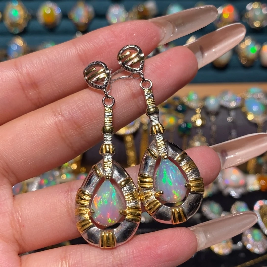 欧泊银S925镶嵌耳饰