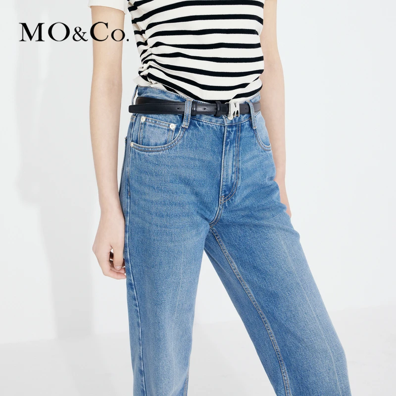 【陈大可专属】MOCO洗水做旧须边中腰直筒土耳其牛仔裤MBC2JEN026