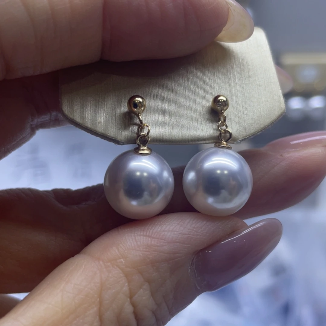 淡水珍珠银S925镶嵌耳饰