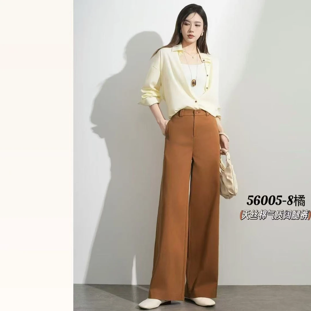 【高端定制系】25春季时尚高端大牌休闲宽松显瘦窄版阔腿裤6005